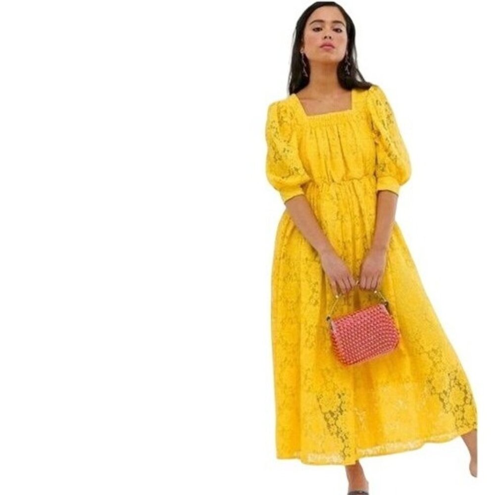Sister Jane Yellow Midi Dress with Elegant Design